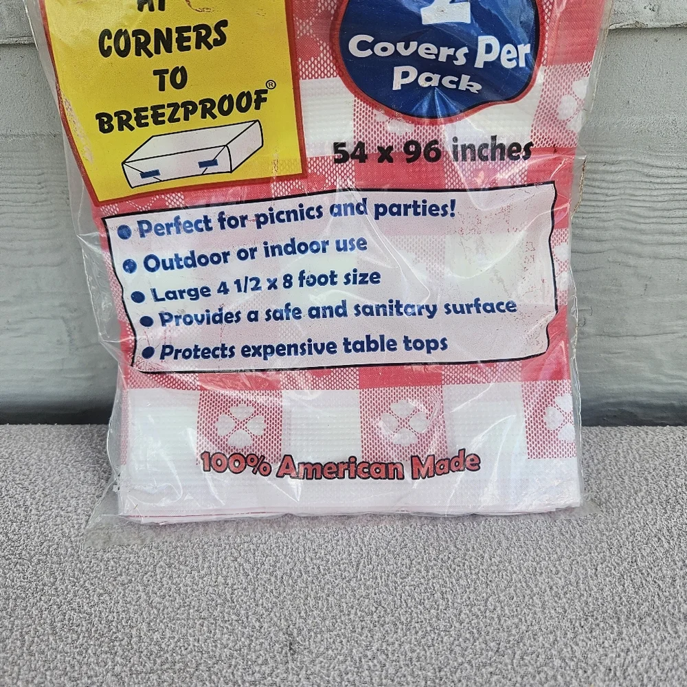 VTG Breez Proof Table Covers Red Check Moisture Proof USA Made Sanitary Plastic